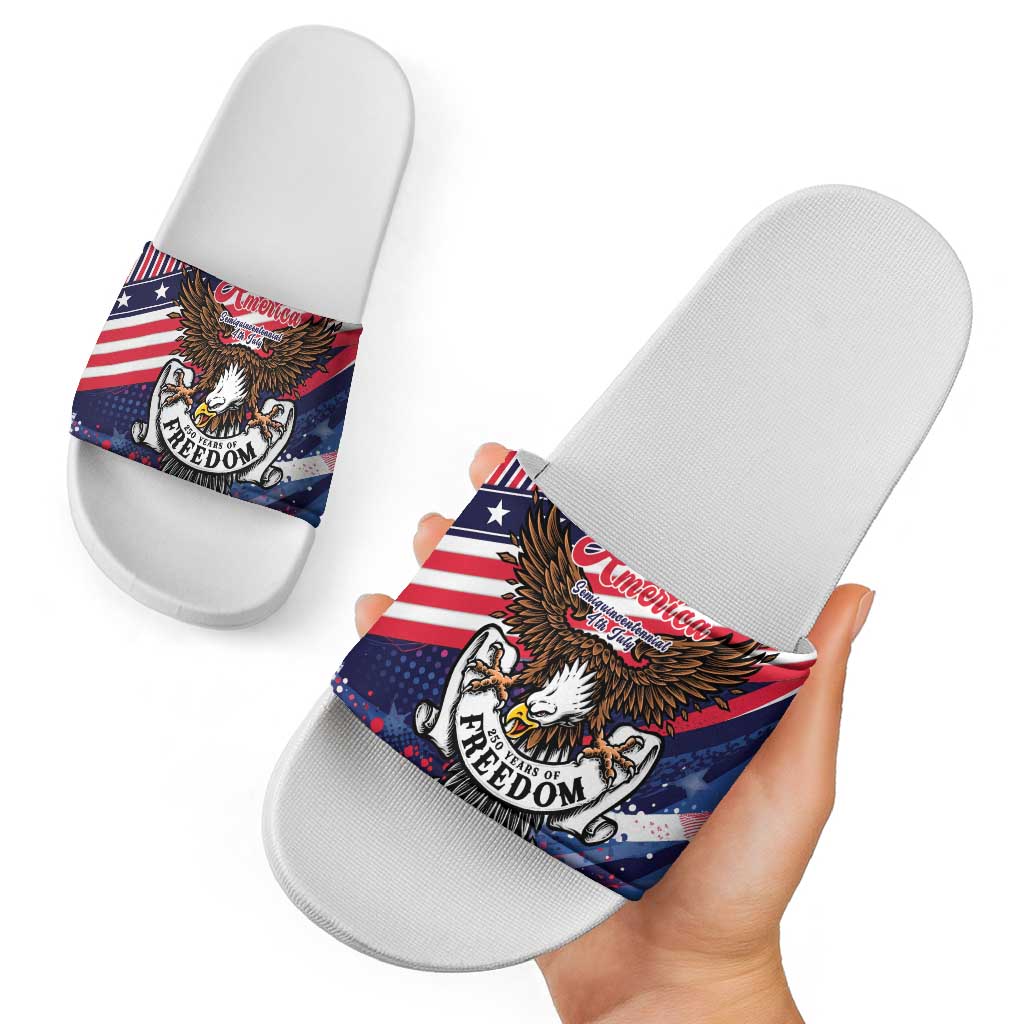 250 Years Of Service Slide Sandals Semiquincentennial USA Patriotic 4th Of July - Wonder Print Shop