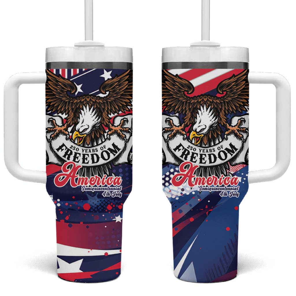 250 Years Of Service Tumbler With Handle Semiquincentennial USA Patriotic 4th Of July - Wonder Print Shop