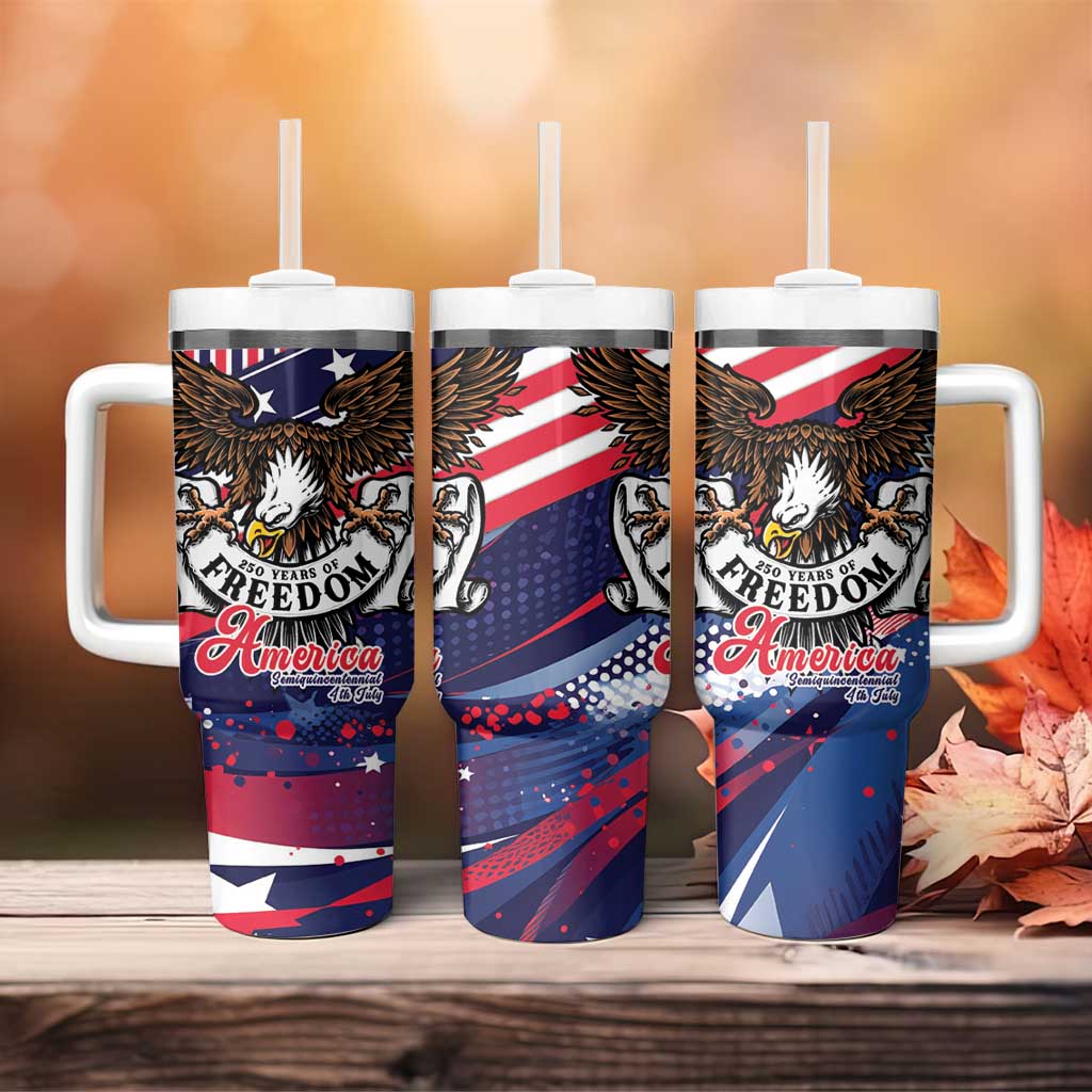 250 Years Of Service Tumbler With Handle Semiquincentennial USA Patriotic 4th Of July - Wonder Print Shop