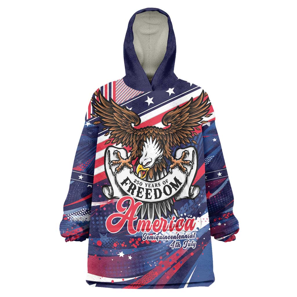 250 Years Of Service Wearable Blanket Hoodie Semiquincentennial USA Patriotic 4th Of July - Wonder Print Shop