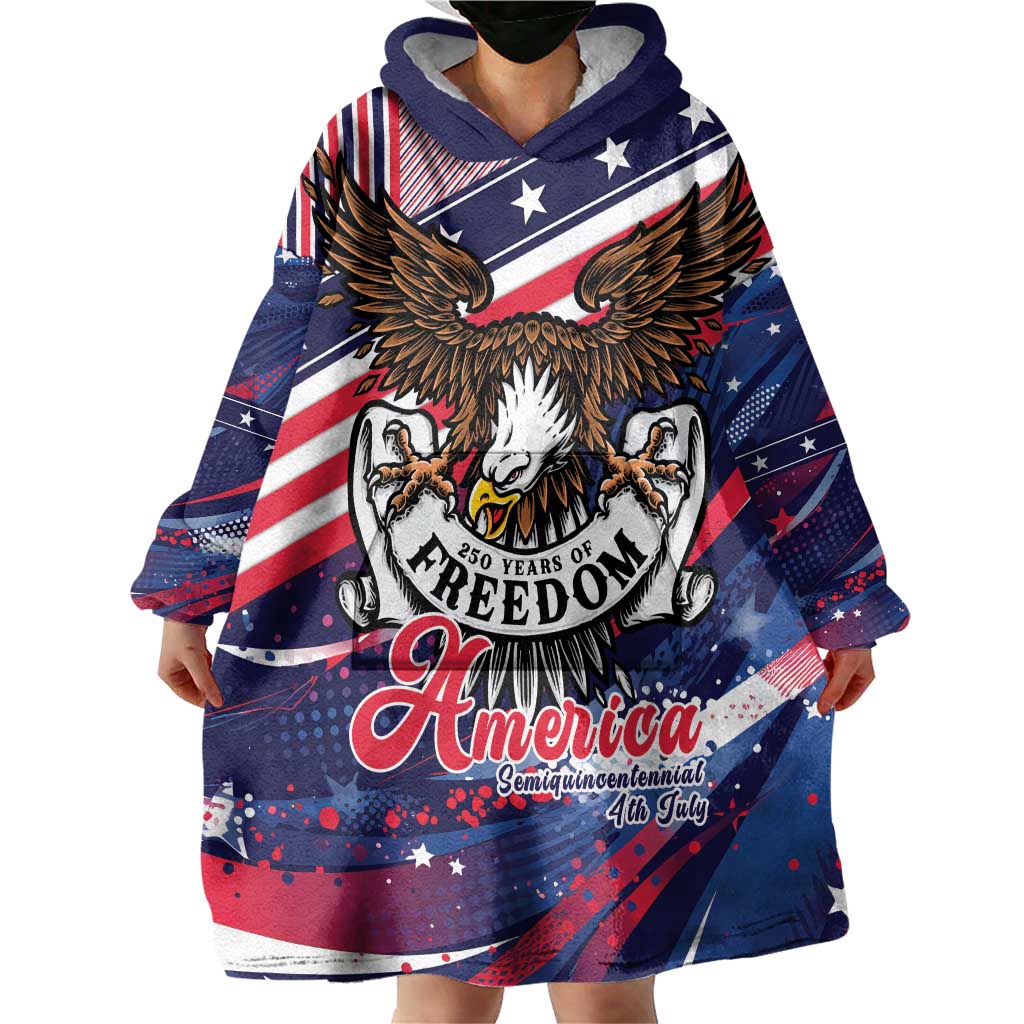 250 Years Of Service Wearable Blanket Hoodie Semiquincentennial USA Patriotic 4th Of July - Wonder Print Shop