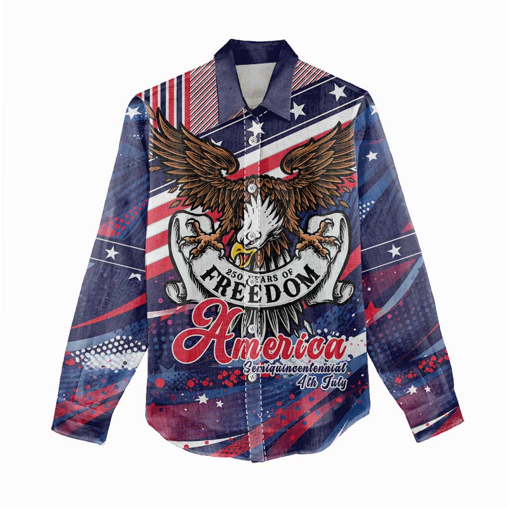 250 Years Of Service Women Casual Shirt Semiquincentennial USA Patriotic 4th Of July - Wonder Print Shop