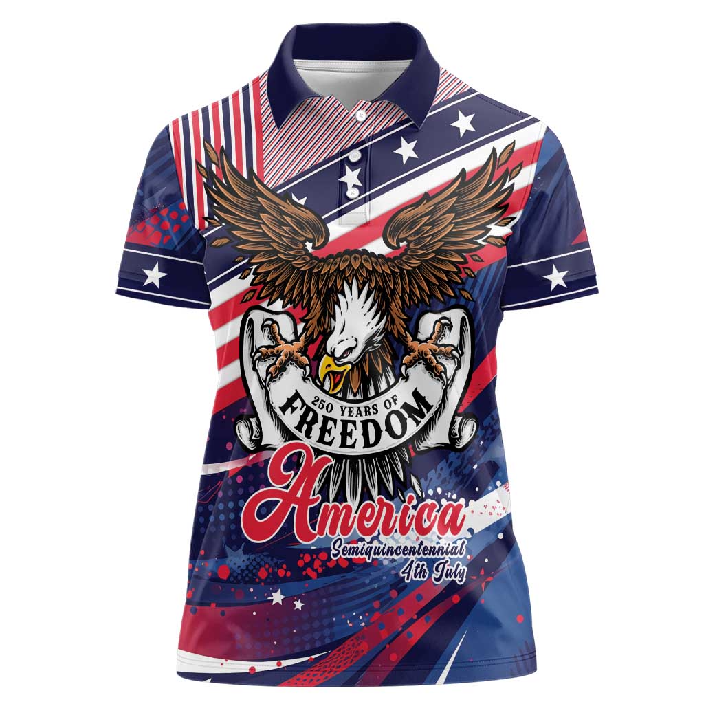 250 Years Of Service Women Polo Shirt Semiquincentennial USA Patriotic 4th Of July - Wonder Print Shop