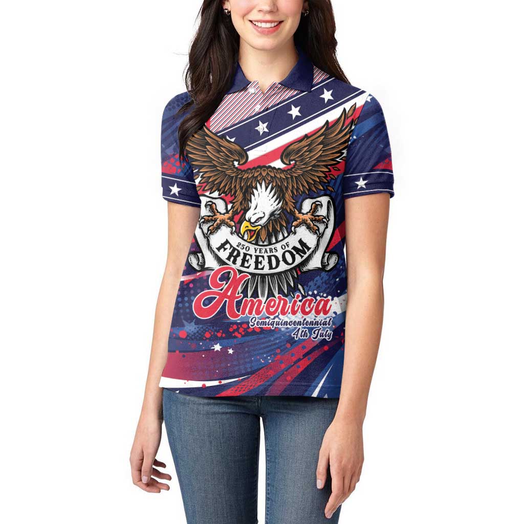 250 Years Of Service Women Polo Shirt Semiquincentennial USA Patriotic 4th Of July - Wonder Print Shop