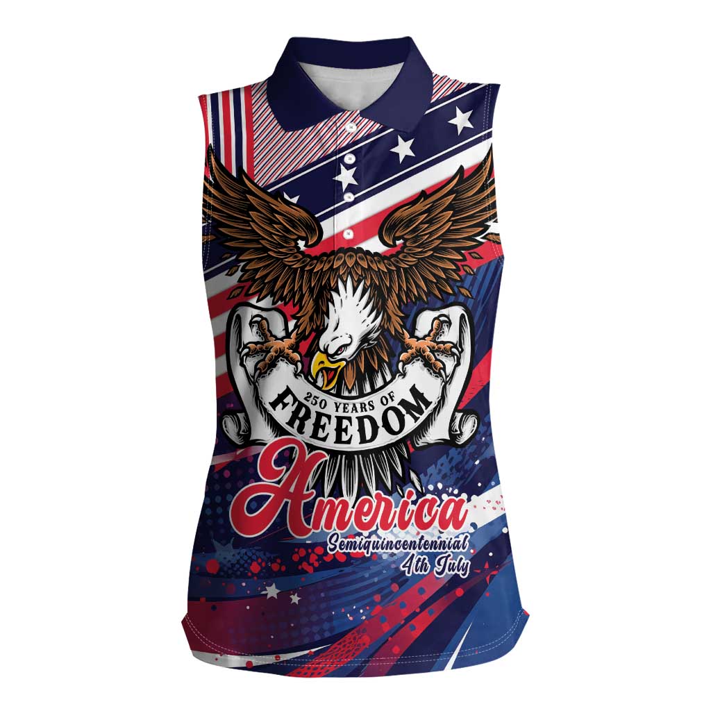 250 Years Of Service Women Sleeveless Polo Shirt Semiquincentennial USA Patriotic 4th Of July - Wonder Print Shop