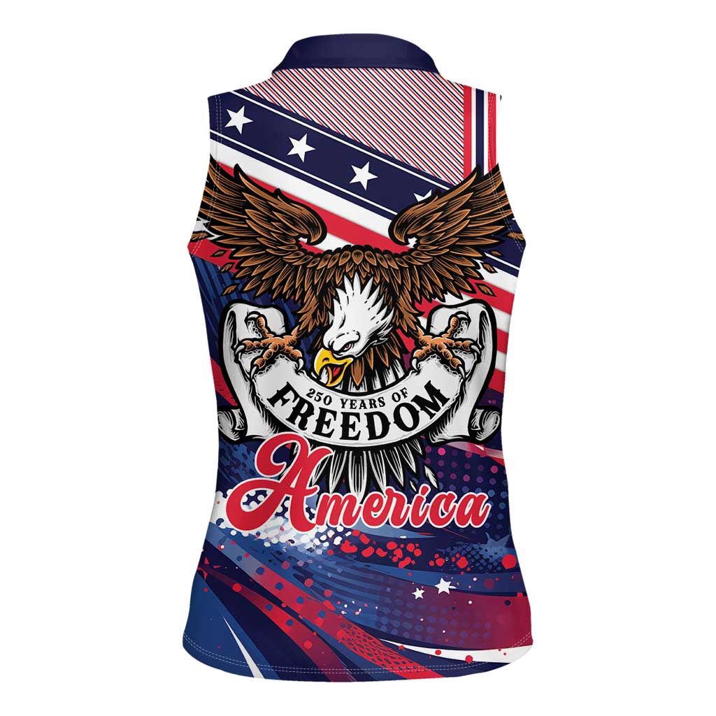 250 Years Of Service Women Sleeveless Polo Shirt Semiquincentennial USA Patriotic 4th Of July - Wonder Print Shop