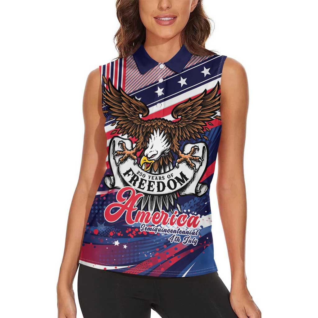 250 Years Of Service Women Sleeveless Polo Shirt Semiquincentennial USA Patriotic 4th Of July - Wonder Print Shop