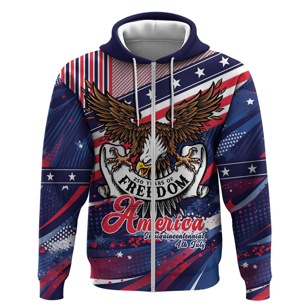 250 Years Of Service Zip Hoodie Semiquincentennial USA Patriotic 4th Of July - Wonder Print Shop