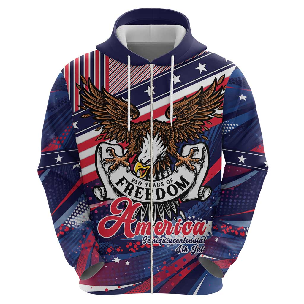 250 Years Of Service Zip Hoodie Semiquincentennial USA Patriotic 4th Of July - Wonder Print Shop