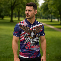 250 Years Of Service Zipper Polo Shirt Semiquincentennial USA Patriotic 4th Of July - Wonder Print Shop