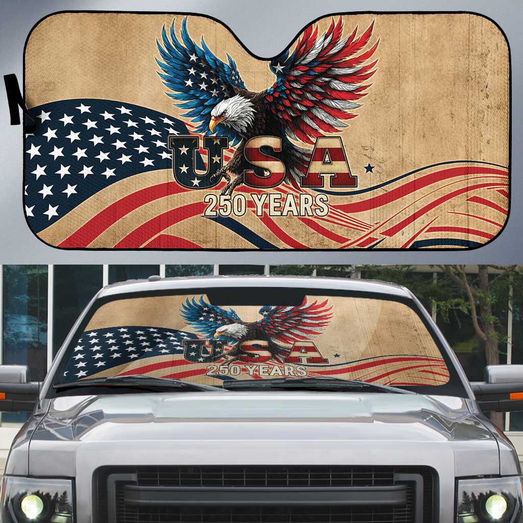 America 250th Anniversary Auto Sun Shade Eagle Us Flag July 4Th - Wonder Print Shop