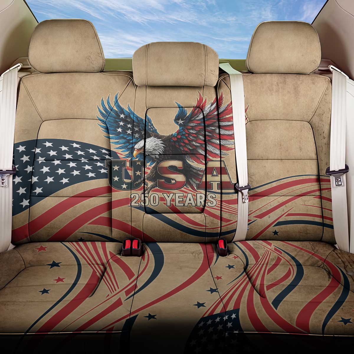 America 250th Anniversary Back Car Seat Cover Eagle Us Flag July 4Th - Wonder Print Shop