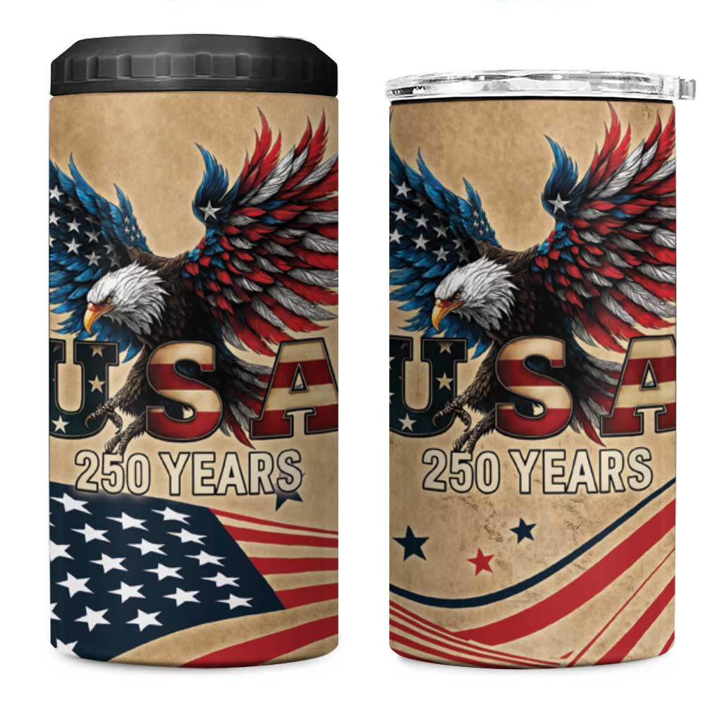 America 250th Anniversary 4 in 1 Can Cooler Tumbler Eagle Us Flag July 4Th - Wonder Print Shop