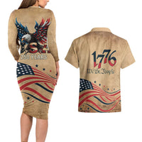 America 250th Anniversary Couples Matching Long Sleeve Bodycon Dress and Hawaiian Shirt Eagle Us Flag July 4Th - Wonder Print Shop