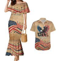 America 250th Anniversary Couples Matching Mermaid Dress and Hawaiian Shirt Eagle Us Flag July 4Th - Wonder Print Shop