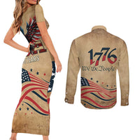 America 250th Anniversary Couples Matching Short Sleeve Bodycon Dress and Long Sleeve Button Shirt Eagle Us Flag July 4Th - Wonder Print Shop