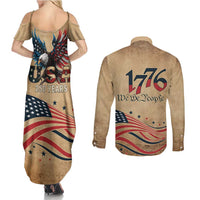 America 250th Anniversary Couples Matching Summer Maxi Dress and Long Sleeve Button Shirt Eagle Us Flag July 4Th - Wonder Print Shop
