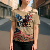 America 250th Anniversary Cross Shoulder Shirt Eagle Us Flag July 4Th - Wonder Print Shop
