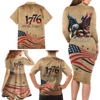 America 250th Anniversary Family Matching Long Sleeve Bodycon Dress and Hawaiian Shirt Eagle Us Flag July 4Th - Wonder Print Shop