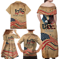 America 250th Anniversary Family Matching Off Shoulder Maxi Dress and Hawaiian Shirt Eagle Us Flag July 4Th - Wonder Print Shop