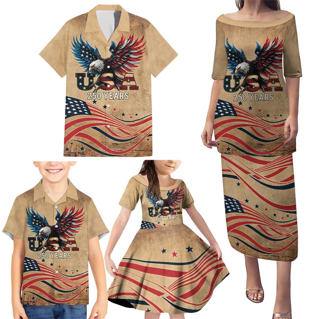 America 250th Anniversary Family Matching Puletasi and Hawaiian Shirt Eagle Us Flag July 4Th - Wonder Print Shop