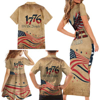 America 250th Anniversary Family Matching Short Sleeve Bodycon Dress and Hawaiian Shirt Eagle Us Flag July 4Th - Wonder Print Shop