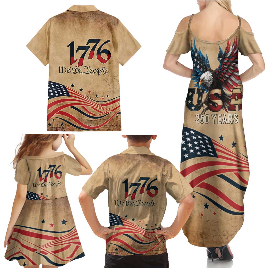 America 250th Anniversary Family Matching Summer Maxi Dress and Hawaiian Shirt Eagle Us Flag July 4Th - Wonder Print Shop