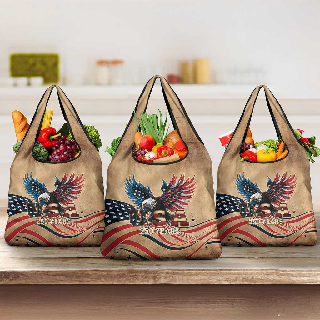 America 250th Anniversary Grocery Bag Eagle Us Flag July 4Th - Wonder Print Shop
