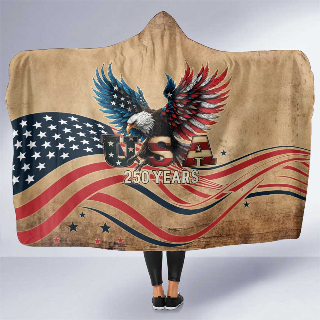 America 250th Anniversary Hooded Blanket Eagle Us Flag July 4Th - Wonder Print Shop