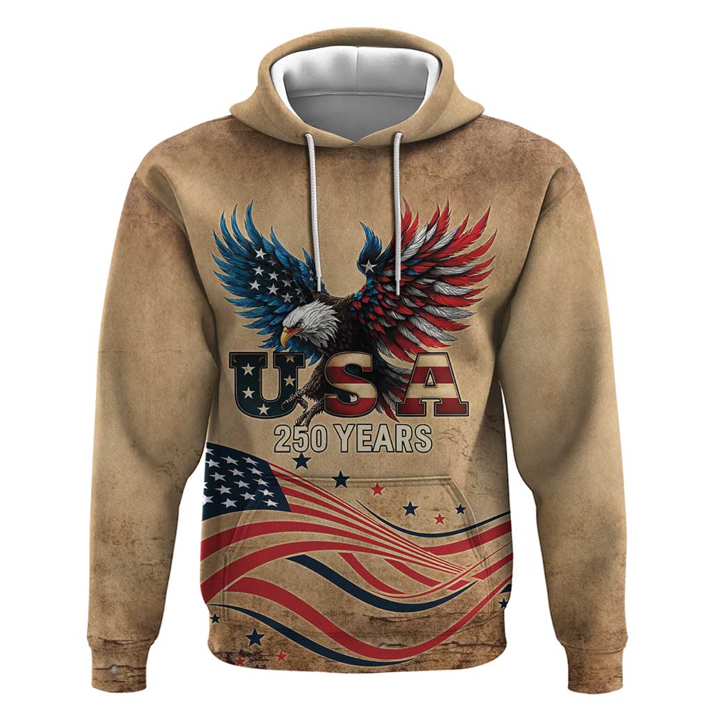 America 250th Anniversary Hoodie Eagle Us Flag July 4Th - Wonder Print Shop