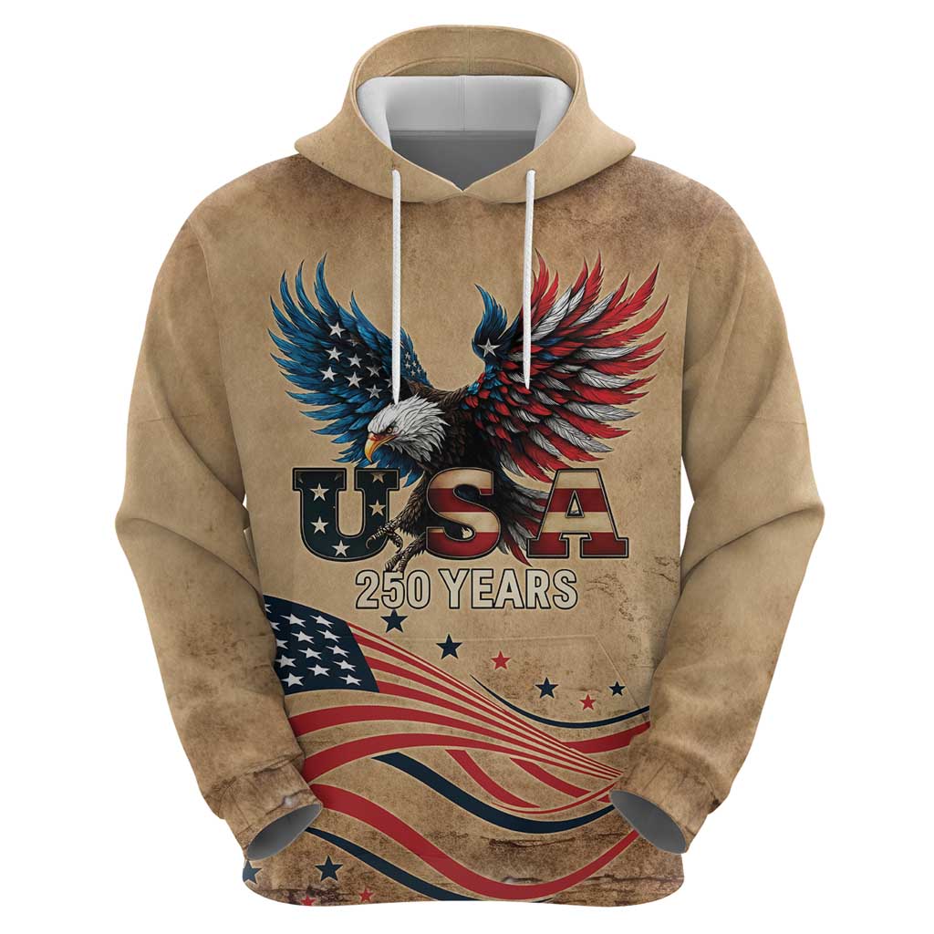 America 250th Anniversary Hoodie Eagle Us Flag July 4Th - Wonder Print Shop