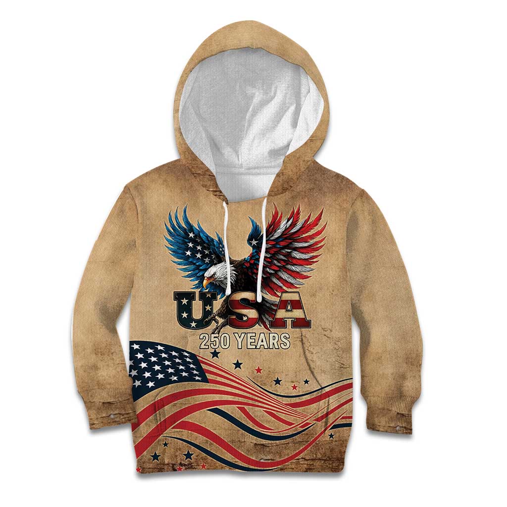 America 250th Anniversary Kid Hoodie Eagle Us Flag July 4Th - Wonder Print Shop