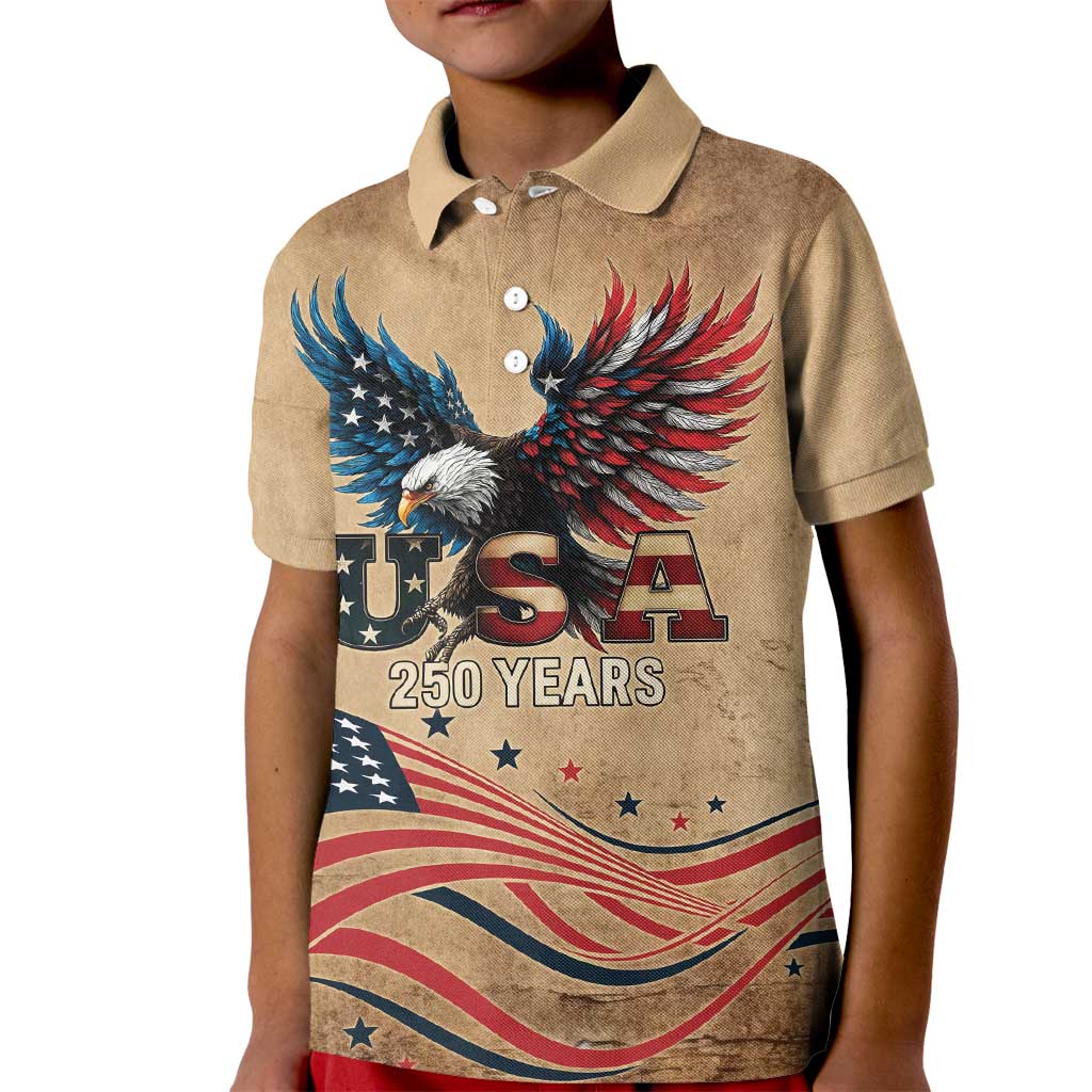 America 250th Anniversary Kid Polo Shirt Eagle Us Flag July 4Th - Wonder Print Shop