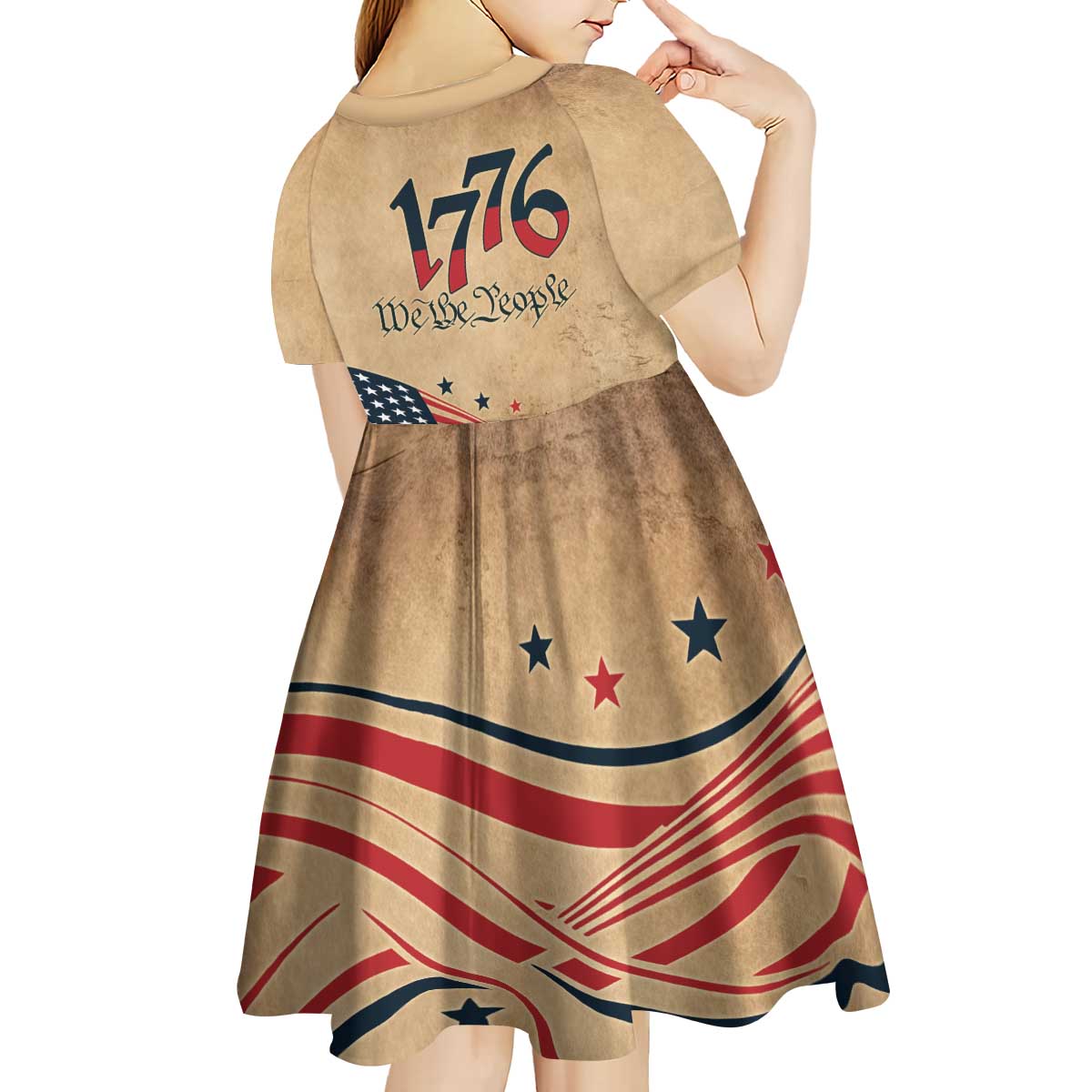 America 250th Anniversary Kid Short Sleeve Dress Eagle Us Flag July 4Th - Wonder Print Shop