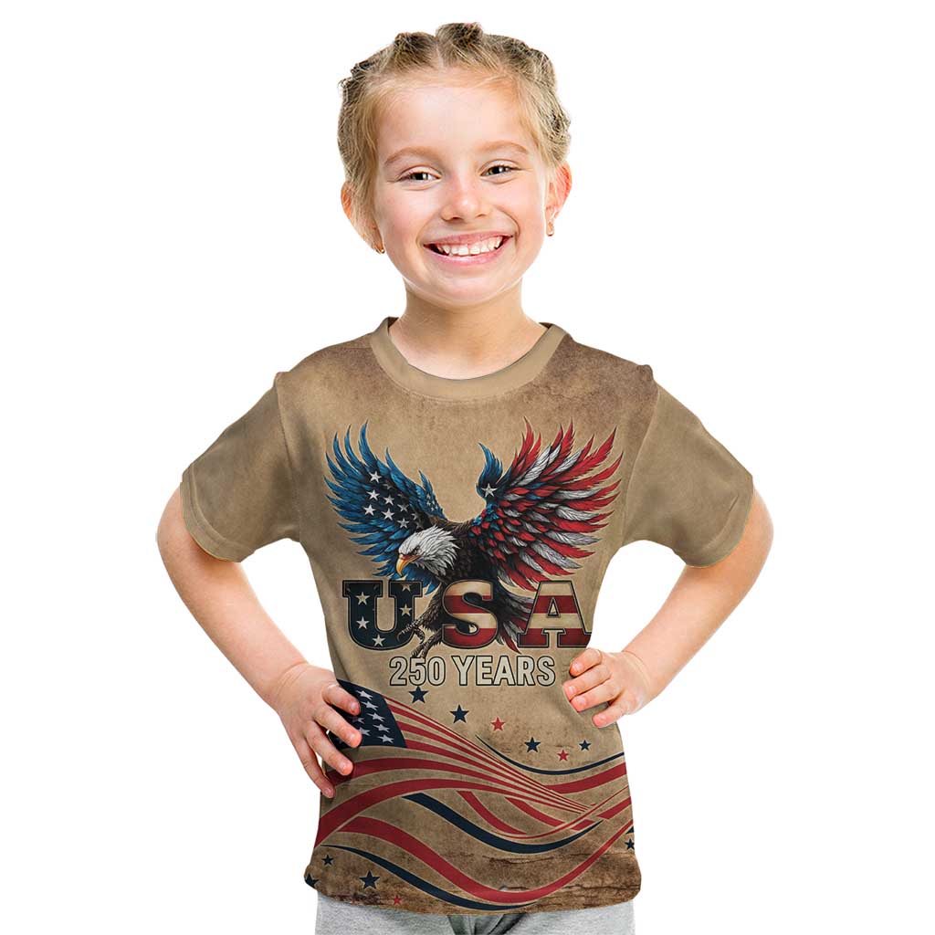 America 250th Anniversary Kid T Shirt Eagle Us Flag July 4Th - Wonder Print Shop