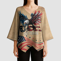 America 250th Anniversary Kimono Sleeve Blouse Eagle Us Flag July 4Th - Wonder Print Shop
