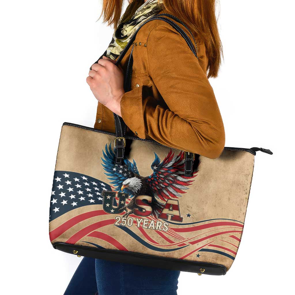 America 250th Anniversary Leather Tote Bag Eagle Us Flag July 4Th - Wonder Print Shop