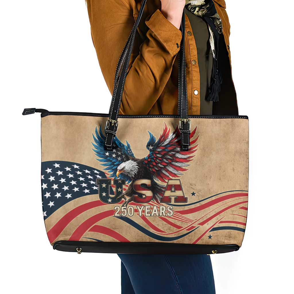 America 250th Anniversary Leather Tote Bag Eagle Us Flag July 4Th - Wonder Print Shop
