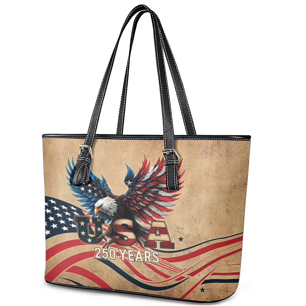 America 250th Anniversary Leather Tote Bag Eagle Us Flag July 4Th - Wonder Print Shop