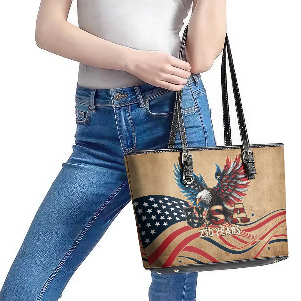 America 250th Anniversary Leather Tote Bag Eagle Us Flag July 4Th - Wonder Print Shop