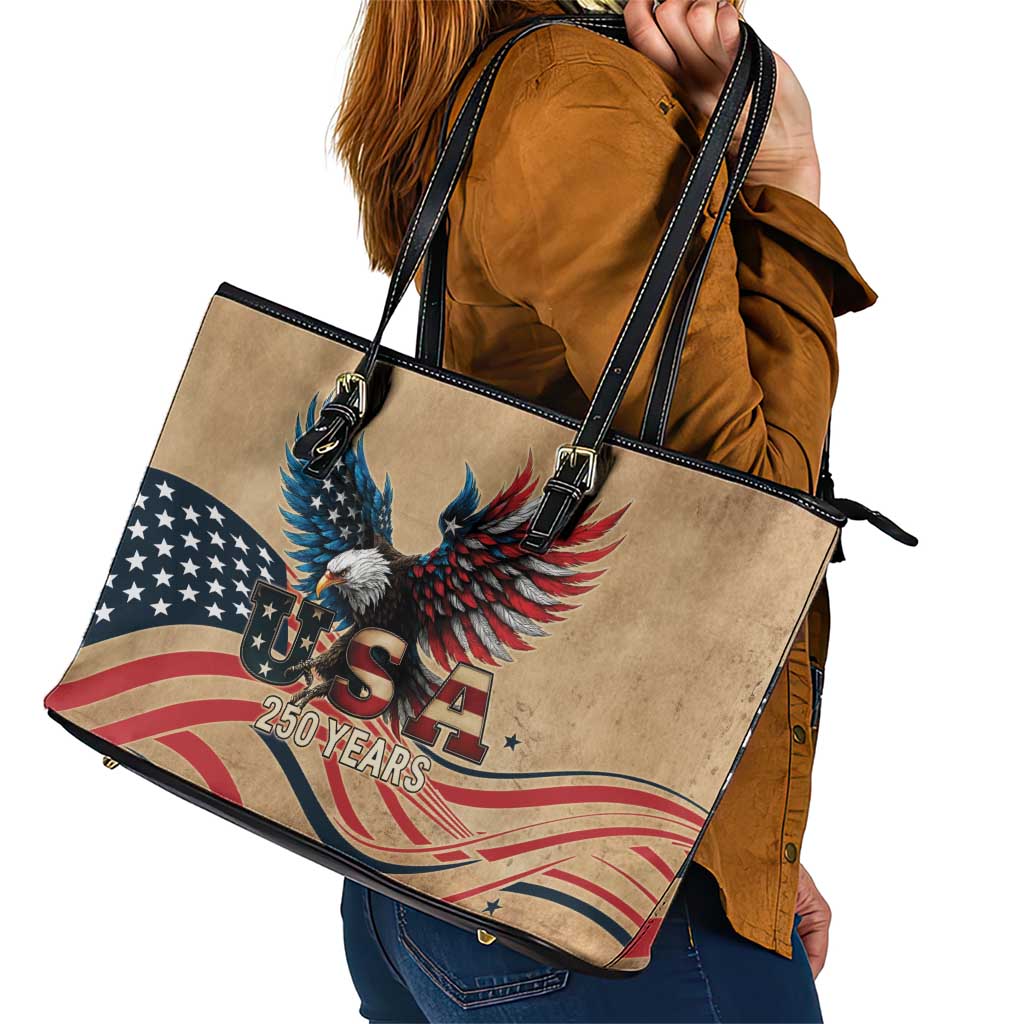 America 250th Anniversary Leather Tote Bag Eagle Us Flag July 4Th - Wonder Print Shop