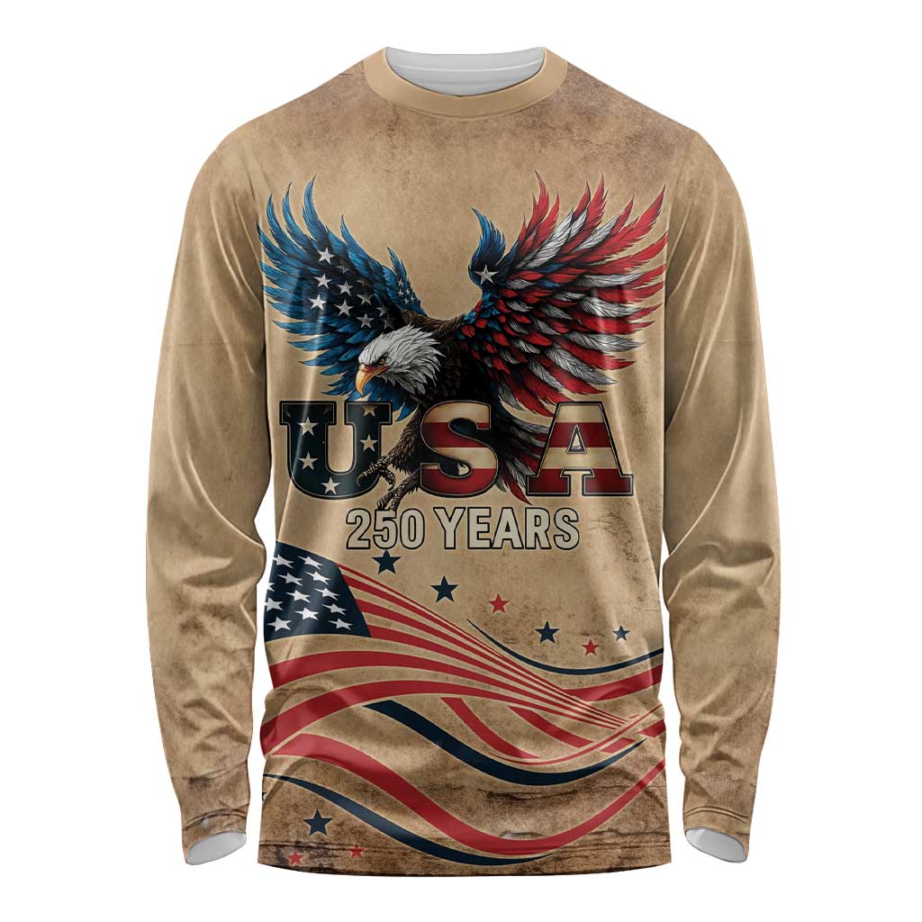 America 250th Anniversary Long Sleeve Shirt Eagle Us Flag July 4Th - Wonder Print Shop