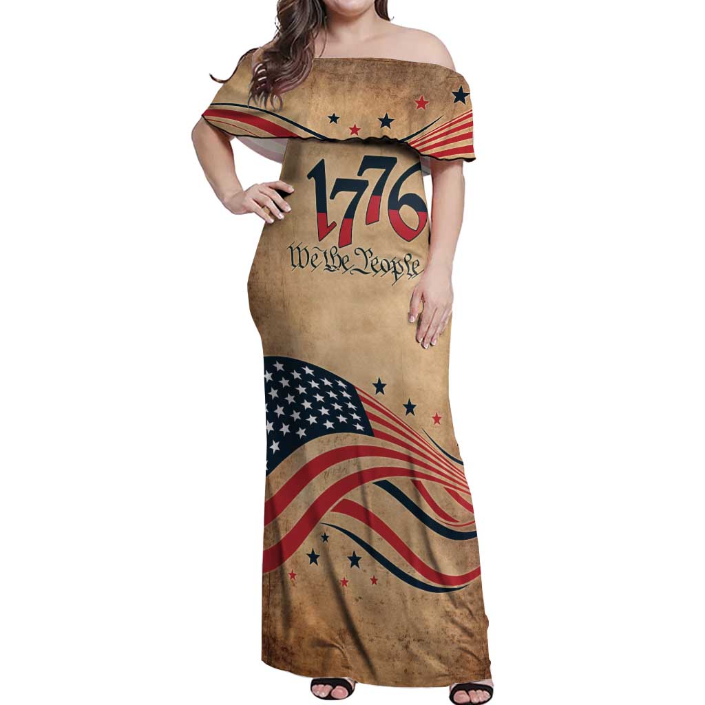 America 250th Anniversary Off Shoulder Maxi Dress Eagle Us Flag July 4Th - Wonder Print Shop
