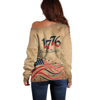 America 250th Anniversary Off Shoulder Sweater Eagle Us Flag July 4Th - Wonder Print Shop