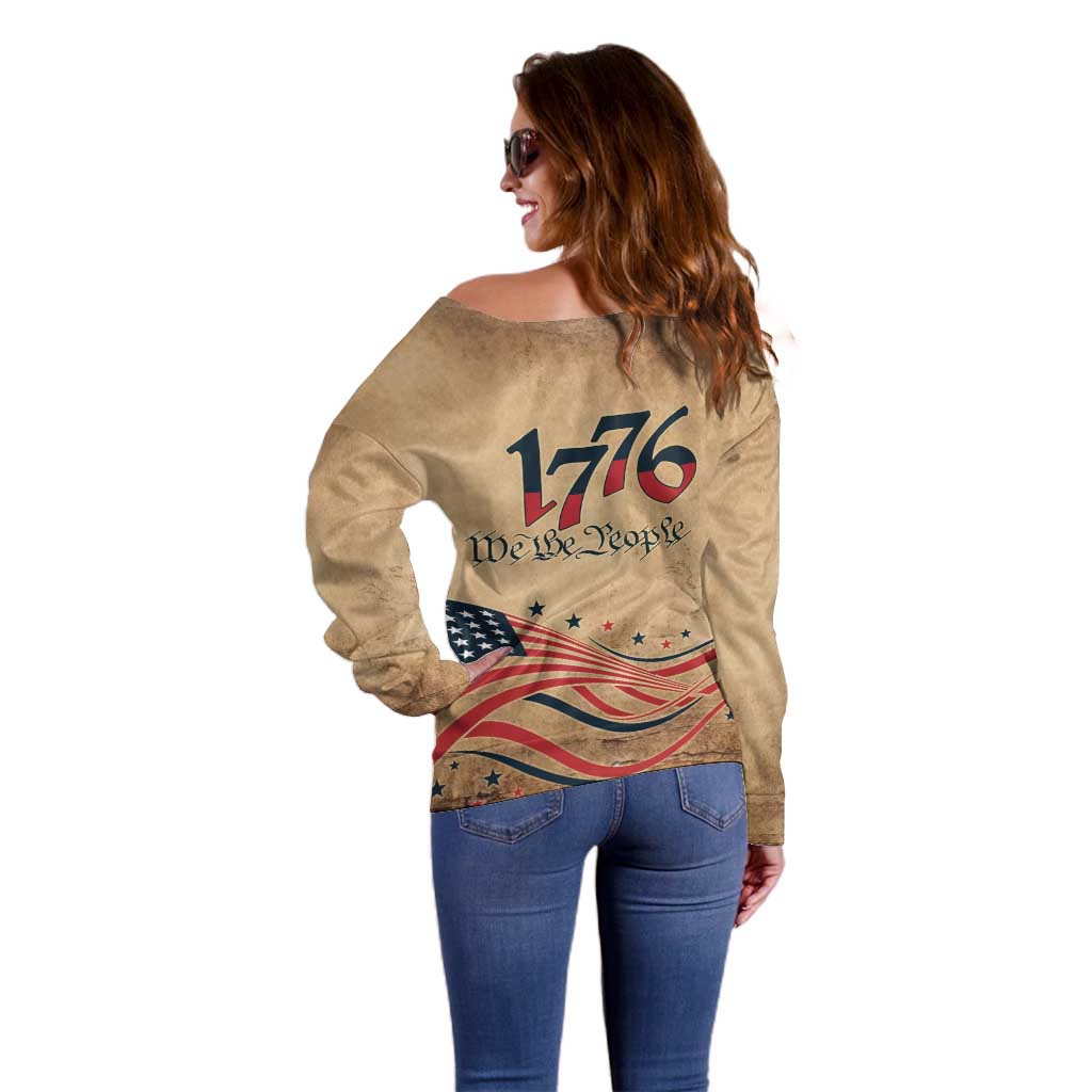 America 250th Anniversary Off Shoulder Sweater Eagle Us Flag July 4Th - Wonder Print Shop