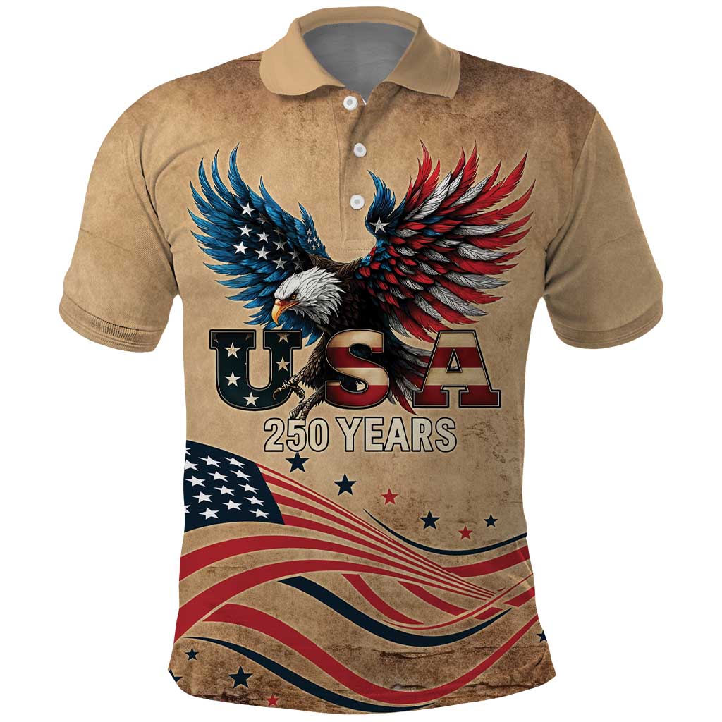 America 250th Anniversary Polo Shirt Eagle Us Flag July 4Th - Wonder Print Shop