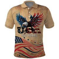 America 250th Anniversary Polo Shirt Eagle Us Flag July 4Th - Wonder Print Shop