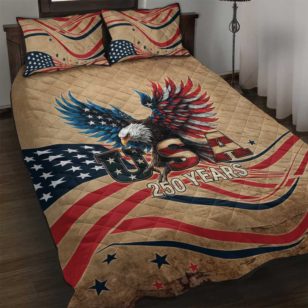 America 250th Anniversary Quilt Bed Set Eagle Us Flag July 4Th - Wonder Print Shop