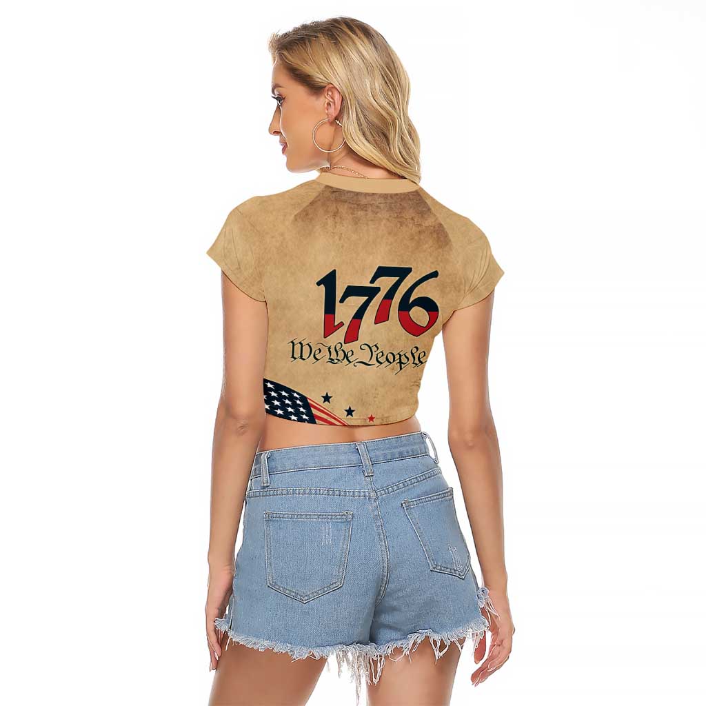 America 250th Anniversary Raglan Cropped T Shirt Eagle Us Flag July 4Th - Wonder Print Shop