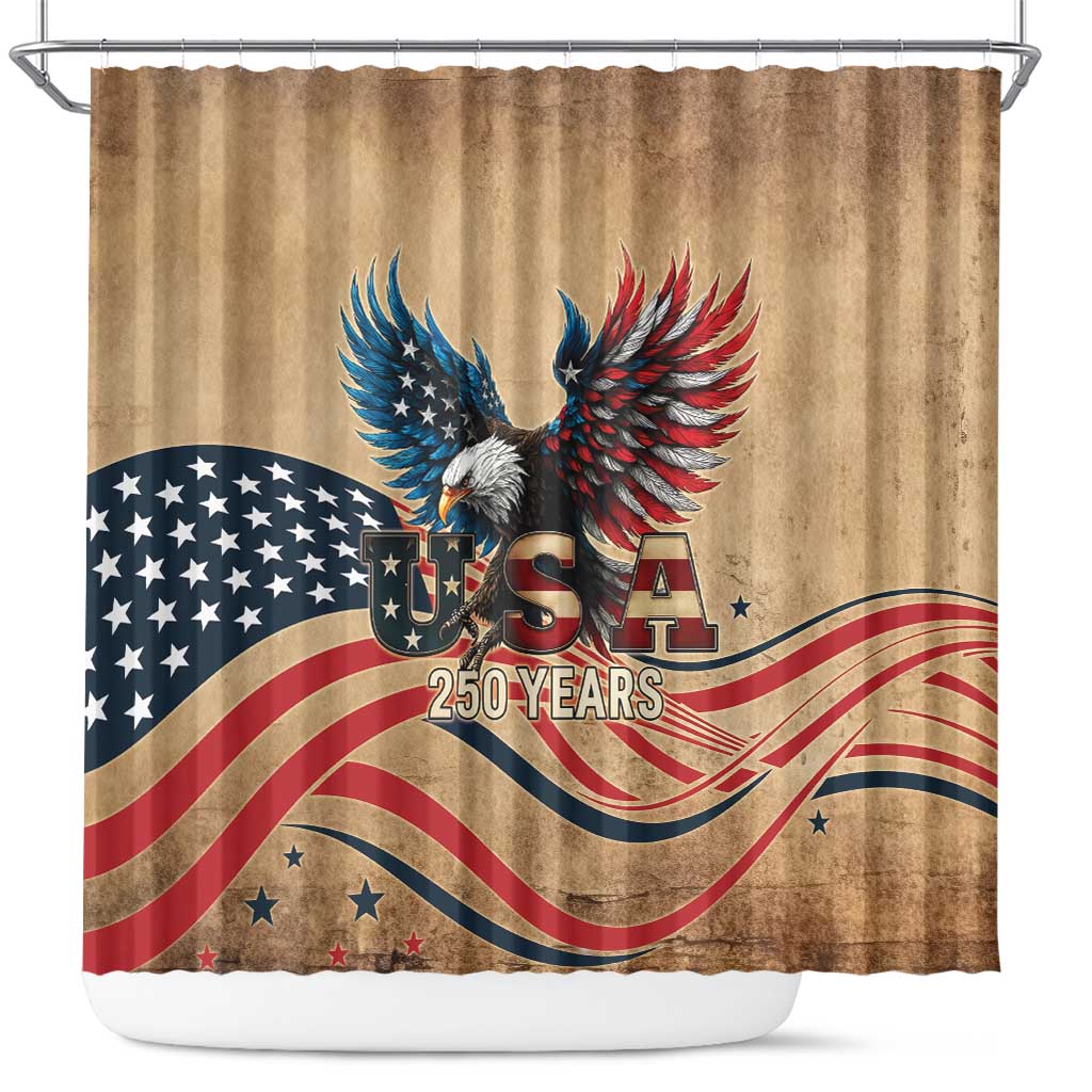America 250th Anniversary Shower Curtain Eagle Us Flag July 4Th - Wonder Print Shop